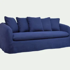 Canapé En Lin|Canapé 3 Places*alinea Canapé 3 places fixe en lin - marine Bleu