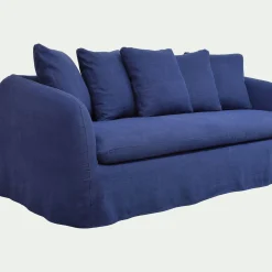 Canapé En Lin|Canapé 3 Places*alinea Canapé 3 places fixe en lin - marine Bleu