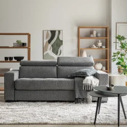 Canapé En Tissu|Canapé 3 Places*alinea Canapé 3 places fixe en pop avec accoudoirs 20cm - Gris