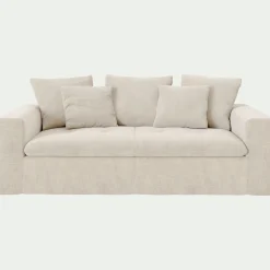Canapé 3 Places*alinea Canapé 3 places fixe en tissu doux tramé - Beige