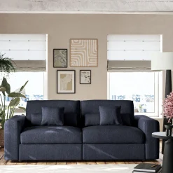 Canapé 5 Places*alinea Canapé 5 places fixe en tissu chenille Benjo - marine Bleu