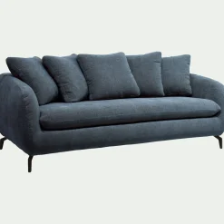 Canapé En Tissu|Canapé 3 Places*alinea Canapé 3 places fixe en tissu tramé - Bleu