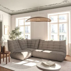 Canapé En Tissu|Canapé 3 Places*alinea Canapé 3 places fixe en tissu bouclette - clair Gris