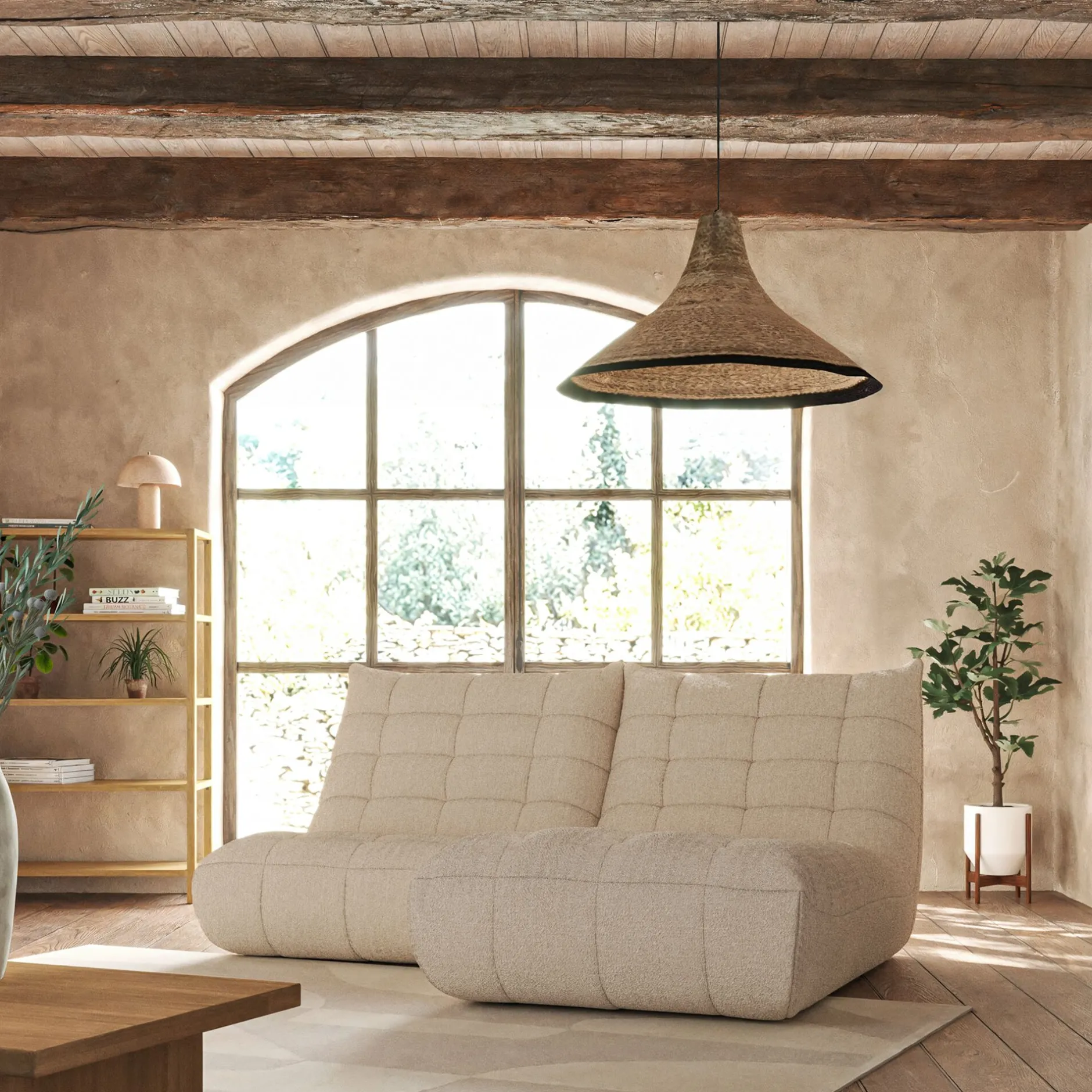 Canapé 2 Places|Petit Canapé*alinea Canapé 2 places fixe en tissu bouclette - écru Blanc