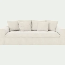 Canapé En Tissu|Canapé 4 Places*alinea Canapé 4 places fixe en tissu doux tramé - ventoux Blanc