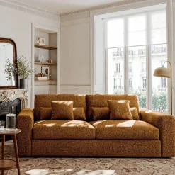 Canapé 5 Places*alinea Canapé 5 places fixe en tissu chenille benjo - Jaune argan