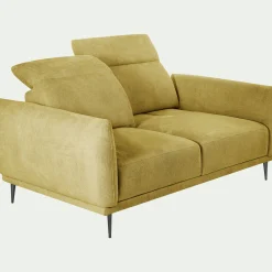 Canapé 2 Places*alinea Canapé 2 places fixe en tissu memphis avec fonction avance-recul - argan Jaune