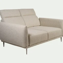 Canapé 2 Places*alinea Canapé 2 places fixe en tissu avec fonction avance-recul - roucas Beige
