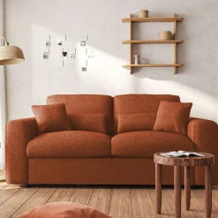 Canapé En Tissu|Canapé 3 Places*alinea Canapé 3 places fixe en tissu chenille Benjo - brun rustrel Marron