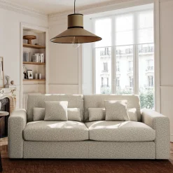 Canapé En Tissu|Canapé 5 Places*alinea Canapé 5 places fixe en tissu bouclette - écru Blanc