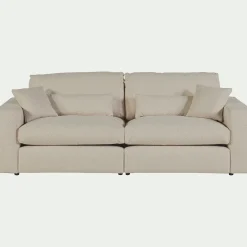 Canapé En Tissu|Canapé 5 Places*alinea Canapé 5 places fixe en tissu bouclette - écru Blanc