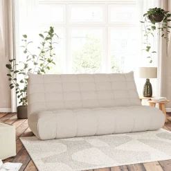 Canapé En Tissu|Canapé 4 Places*alinea Canapé 4 places fixe en tissu bouclette - écru Blanc