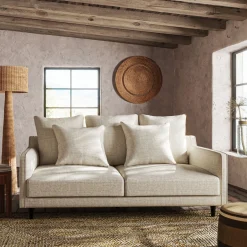 Canapé En Tissu|Canapé 3 Places*alinea Canapé 3 places fixe en tissu joint - roucas Beige