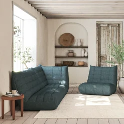 Canapé En Tissu|Canapé Fixe*alinea Canapé 2 places fixe en tissu bouclette - Bleu