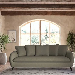 Canapé 4 Places*alinea Canapé 4 places fixe en tissu doux - garrigue Vert