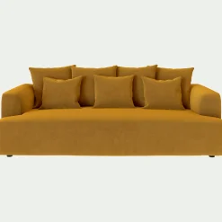 Canapé En Velours|Canapé 4 Places*alinea Canapé 4 places fixe en tissu velours - Jaune argan