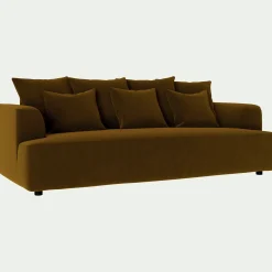 Canapé En Velours|Canapé 4 Places*alinea Canapé 4 places fixe en tissu velours - bronze Marron