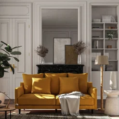 Canapé 3 Places*alinea Canapé 3 places fixe en tissu velvet - argan Jaune