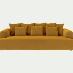 Canapé 5 Places*alinea Canapé 5 places fixe en tissu velours - Jaune argan