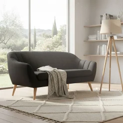 Canapé En Tissu|Canapé 3 Places*alinea Canapé 3 places fixe en tissu - anthracite Gris