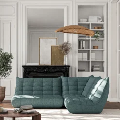 Canapé 3 Places*alinea Canapé 3 places fixe en tissu chenille - calaluna Bleu