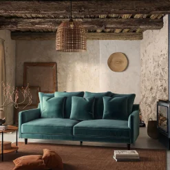 Canapé En Tissu|Canapé 4 Places*alinea Canapé 4 places fixe en tissu velvet - foncé Bleu