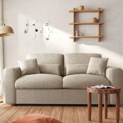 Canapé En Tissu|Canapé 3 Places*alinea Canapé 3 places fixe en tissu chenille Benjo - roucas Beige