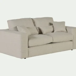 Canapé 3 Places*alinea Canapé 3 places fixe en tissu bouclette - Blanc écru