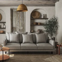 Canapé 5 Places*alinea Canapé 5 places fixe en tissu joint - Gris borie