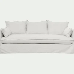 Canapé En Tissu|Canapé 4 Places*alinea Canapé 4 places fixe en tissu wind - écru Blanc