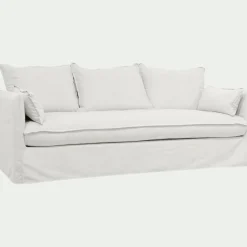 Canapé En Tissu|Canapé 4 Places*alinea Canapé 4 places fixe en tissu wind - écru Blanc
