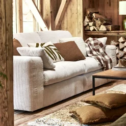 Canapé 3 Places*alinea Canapé 3 places fixe en velours côtelé - roucas Beige