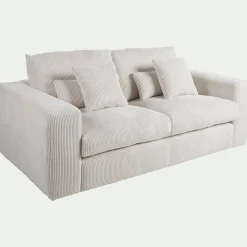 Canapé 3 Places*alinea Canapé 3 places fixe en velours côtelé - roucas Beige