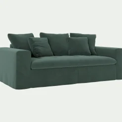 Canapé 3 Places*alinea Canapé 3 places fixe en velours - sauge Vert