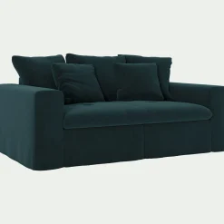 Canapé 2 Places*alinea Canapé 2 places fixe en velours - foncé Bleu