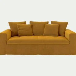 Canapé 3 Places*alinea Canapé 3 places fixe en velours - Jaune argan