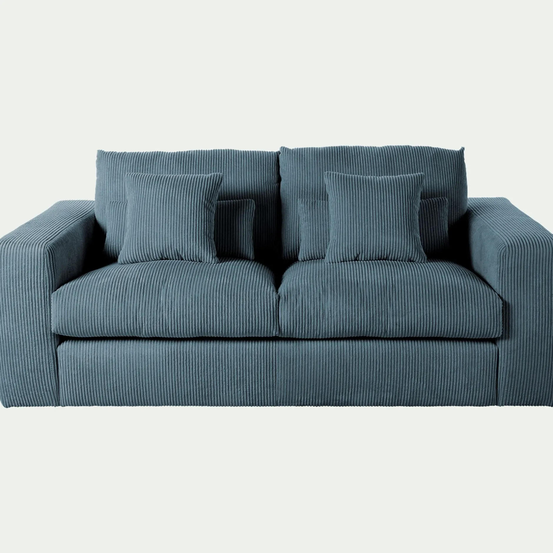 Canapé En Velours|Canapé 3 Places*alinea Canapé 3 places fixe en velours côtelé - Bleu