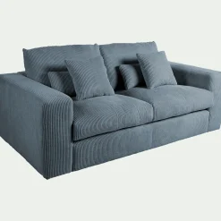 Canapé En Velours|Canapé 3 Places*alinea Canapé 3 places fixe en velours côtelé - Bleu