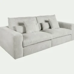 Canapé En Velours|Canapé 5 Places*alinea Canapé 5 places fixe en velours côtelé - borie Gris