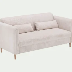 Canapé En Velours|Canapé 3 Places*alinea Canapé 3 places fixe en velours côtelé pearl - roucas Beige