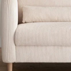 Canapé En Velours|Canapé 3 Places*alinea Canapé 3 places fixe en velours côtelé pearl - roucas Beige