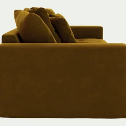 Canapé En Velours|Canapé 4 Places*alinea Canapé 4 places fixe en velours - bronze Marron