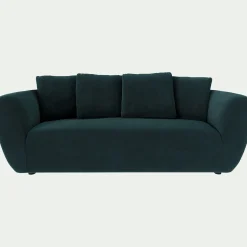 Canapé En Velours|Canapé 3 Places*alinea Canapé 3 places fixe en velours Velvet - foncé Bleu
