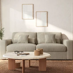 Canapé En Velours|Canapé 5 Places*alinea Canapé 5 places fixe en velours côtelé Bita - ventoux Blanc