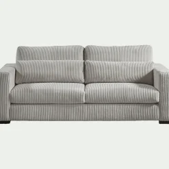 Canapé 3 Places|Canapé Fixe*alinea Canapé 3 places fixe en velours côtelé Azores - borie Gris