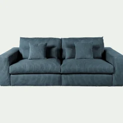 Canapé 5 Places*alinea Canapé 5 places fixe en velours côtelé - Bleu
