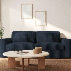 Canapé En Velours|Canapé 5 Places*alinea Canapé 5 places fixe en velours côtelé Bita - calabrun Bleu