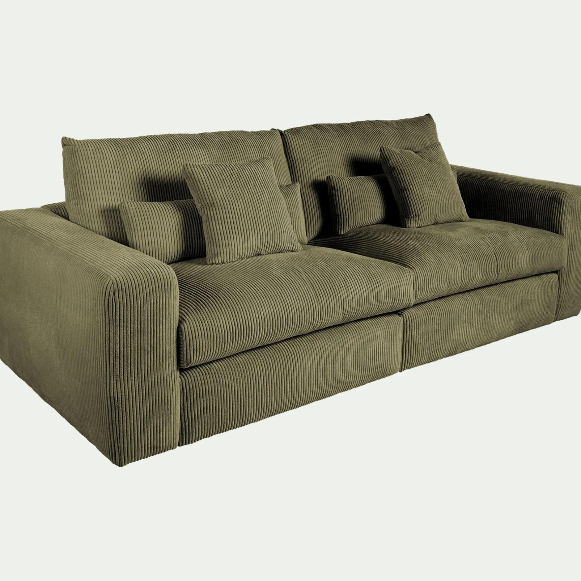 Canapé En Velours|Canapé 5 Places*alinea Canapé 5 places fixe en velours côtelé - cèdre Vert