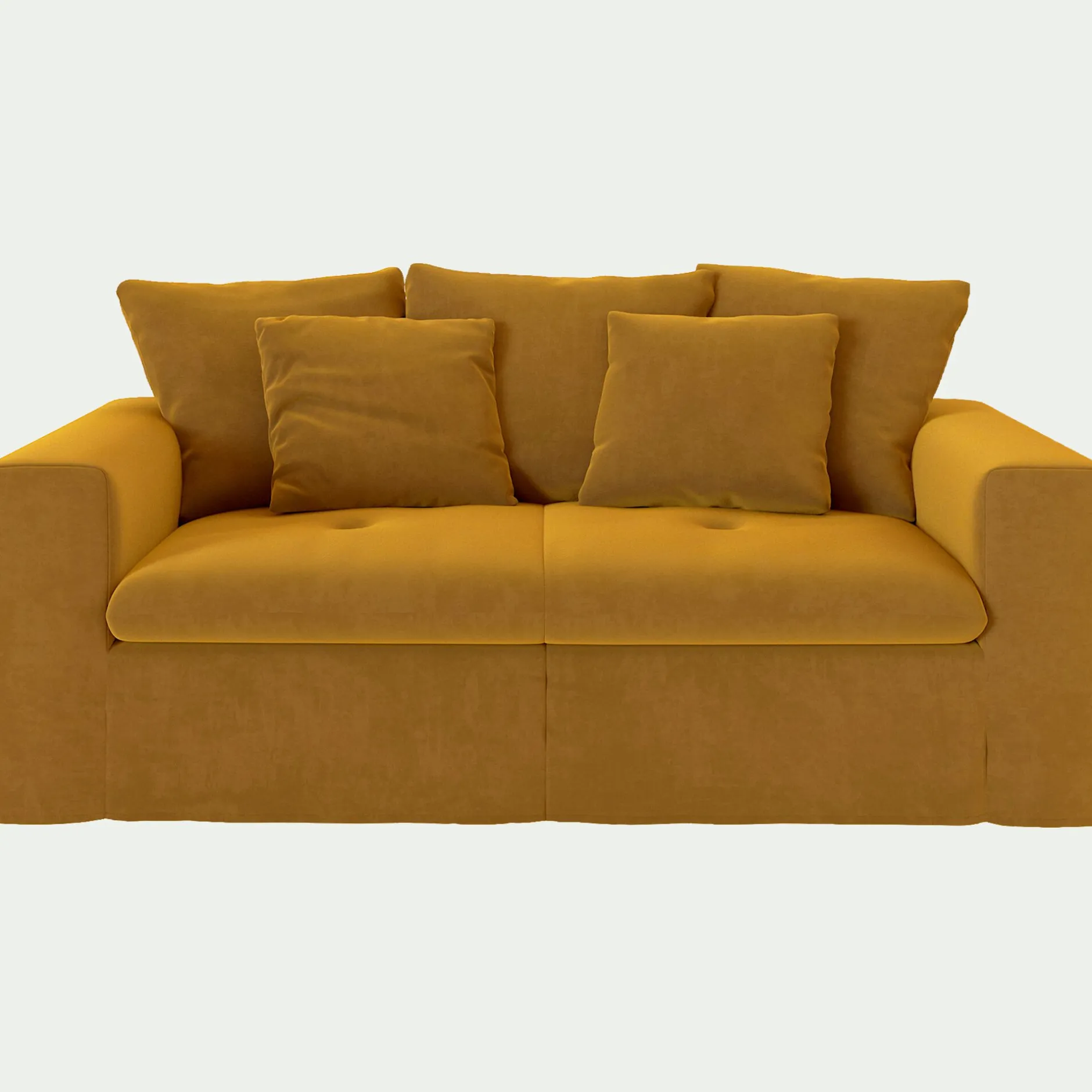 Canapé 2 Places*alinea Canapé 2 places fixe en velours - Jaune argan