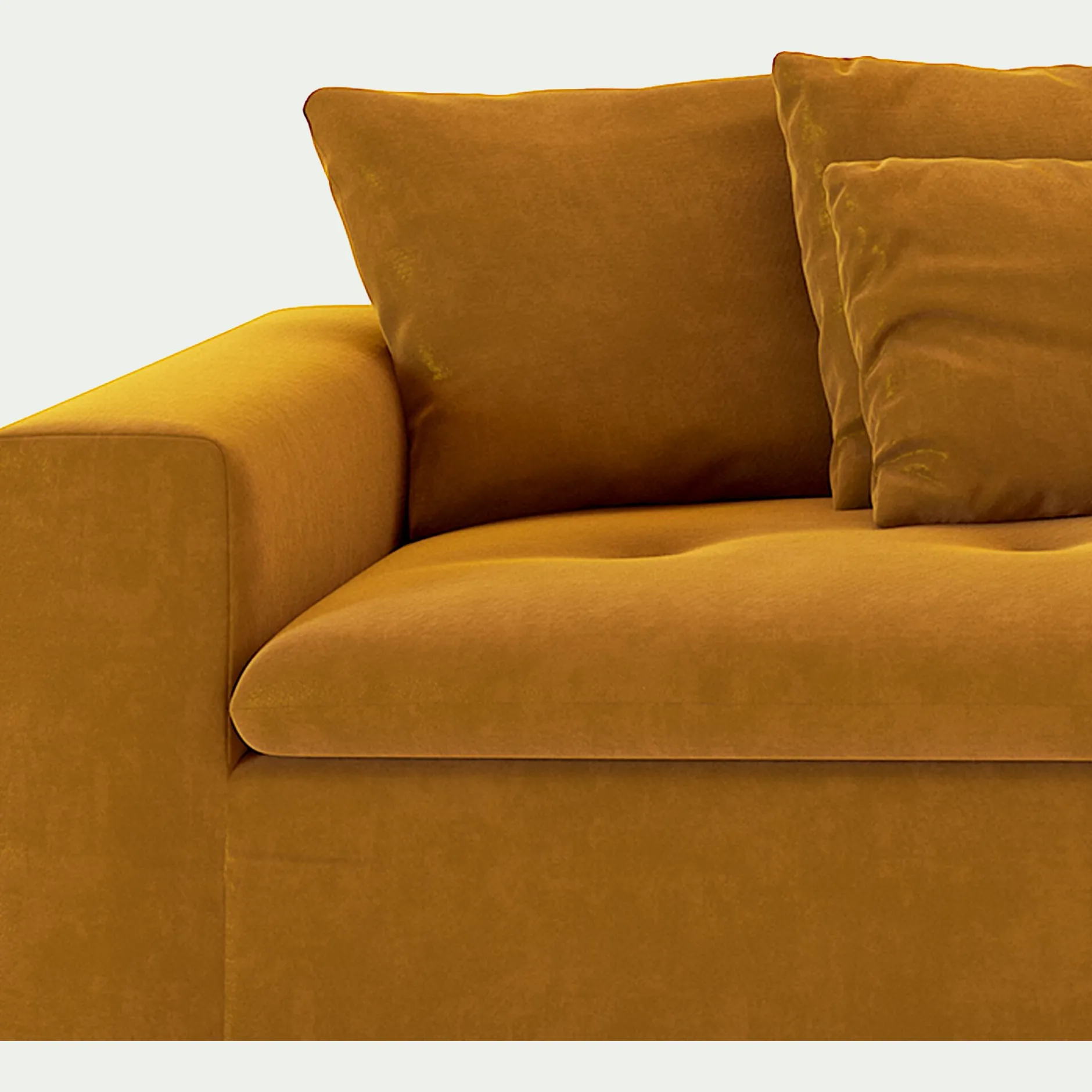 Canapé 2 Places*alinea Canapé 2 places fixe en velours - Jaune argan